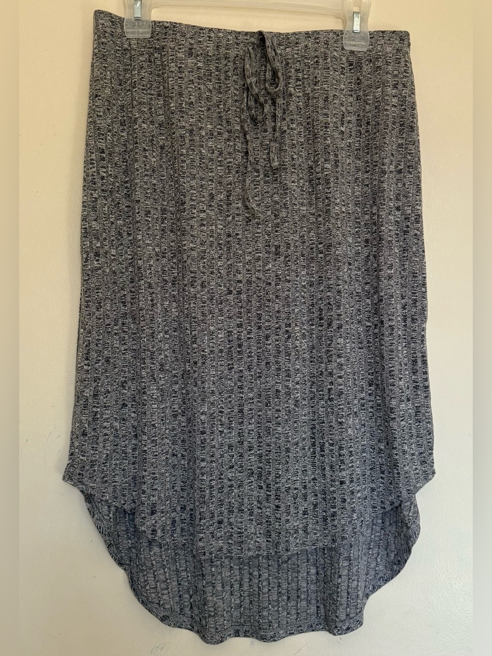 Gray Knit High Low Asymmetrical Skirt